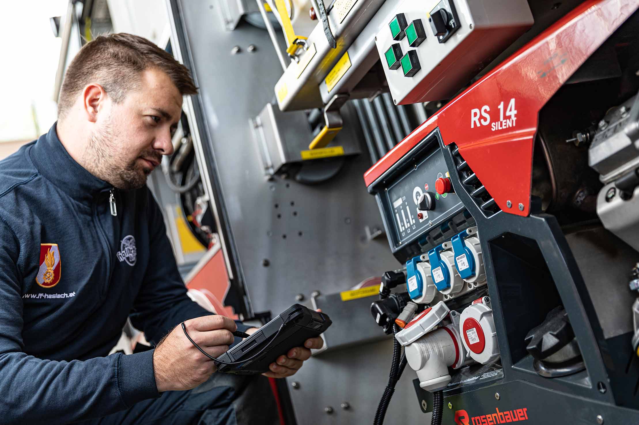 Tablet at the fire department with Rosenbauer and Cloudflight.